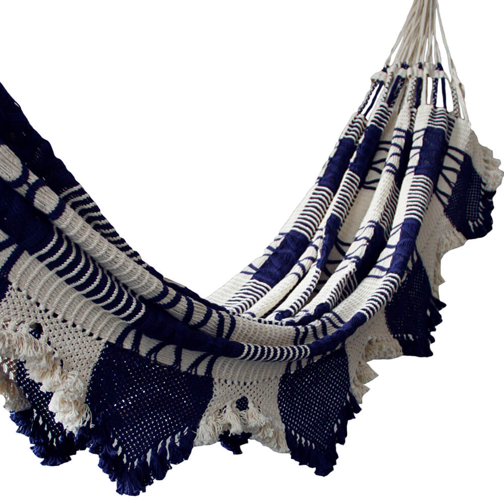best luxury striped cobalt blue handwoven indoor or outdoor hammock