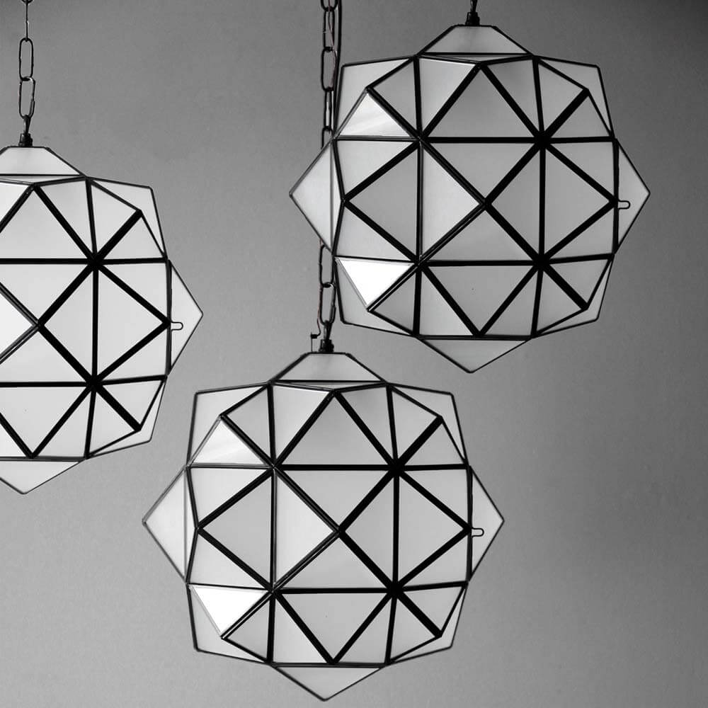 rombus-black-milk-glass_grouping-slide rombus light fixture from l'aviva home. handmade black pendant light with milk glass.