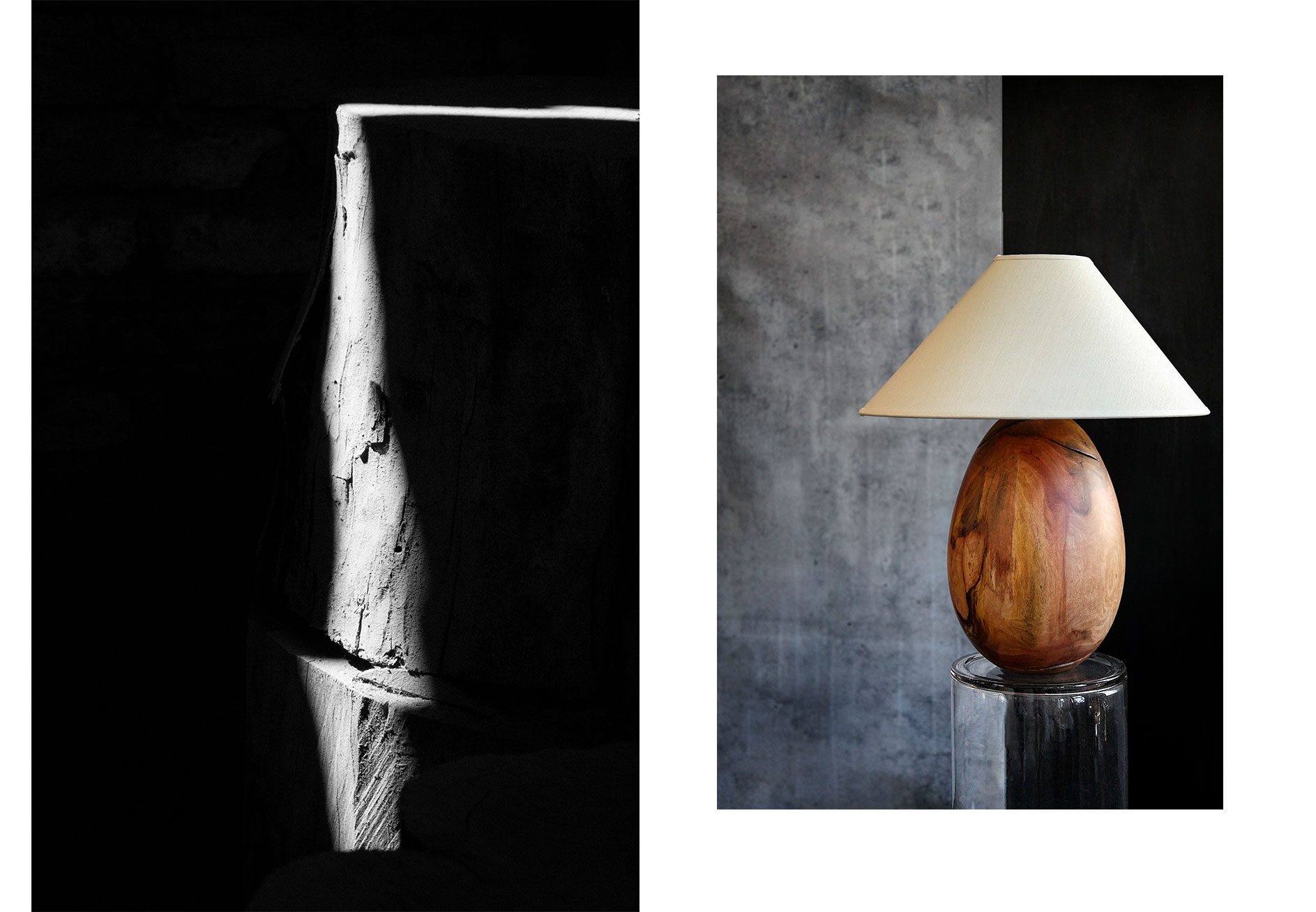 arbol-story-collage_7 arbol lighting, mix and match tropical wood table lamps.