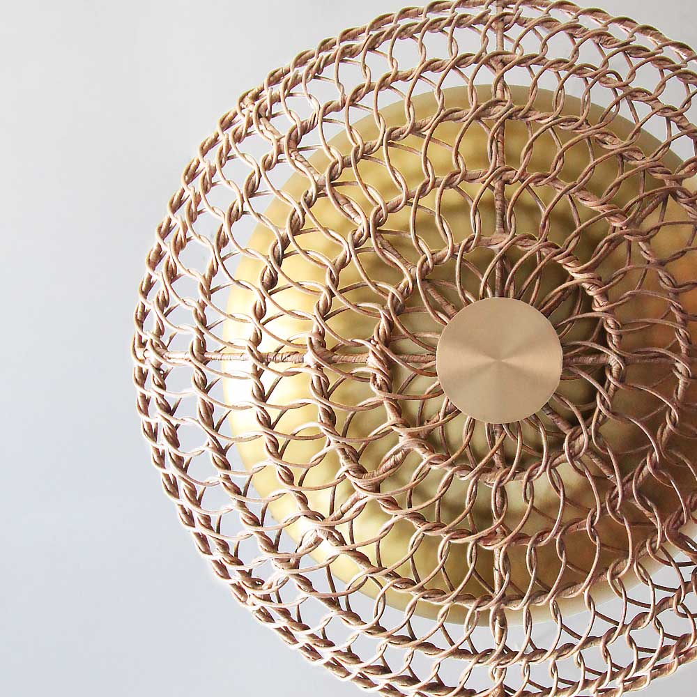 Ventila-lighting_Natural-Rattan-Bottom-View_Slide Natural rattan Ventila pendant light with brass hardware