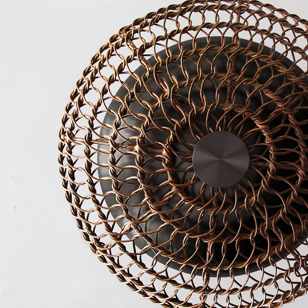 Ventila-lighting_Mocha-Rattan_Oil-Rubbed-Broze_Bottom-View_Slide Ventila in mocha rattan with oil rubbed bronze finish