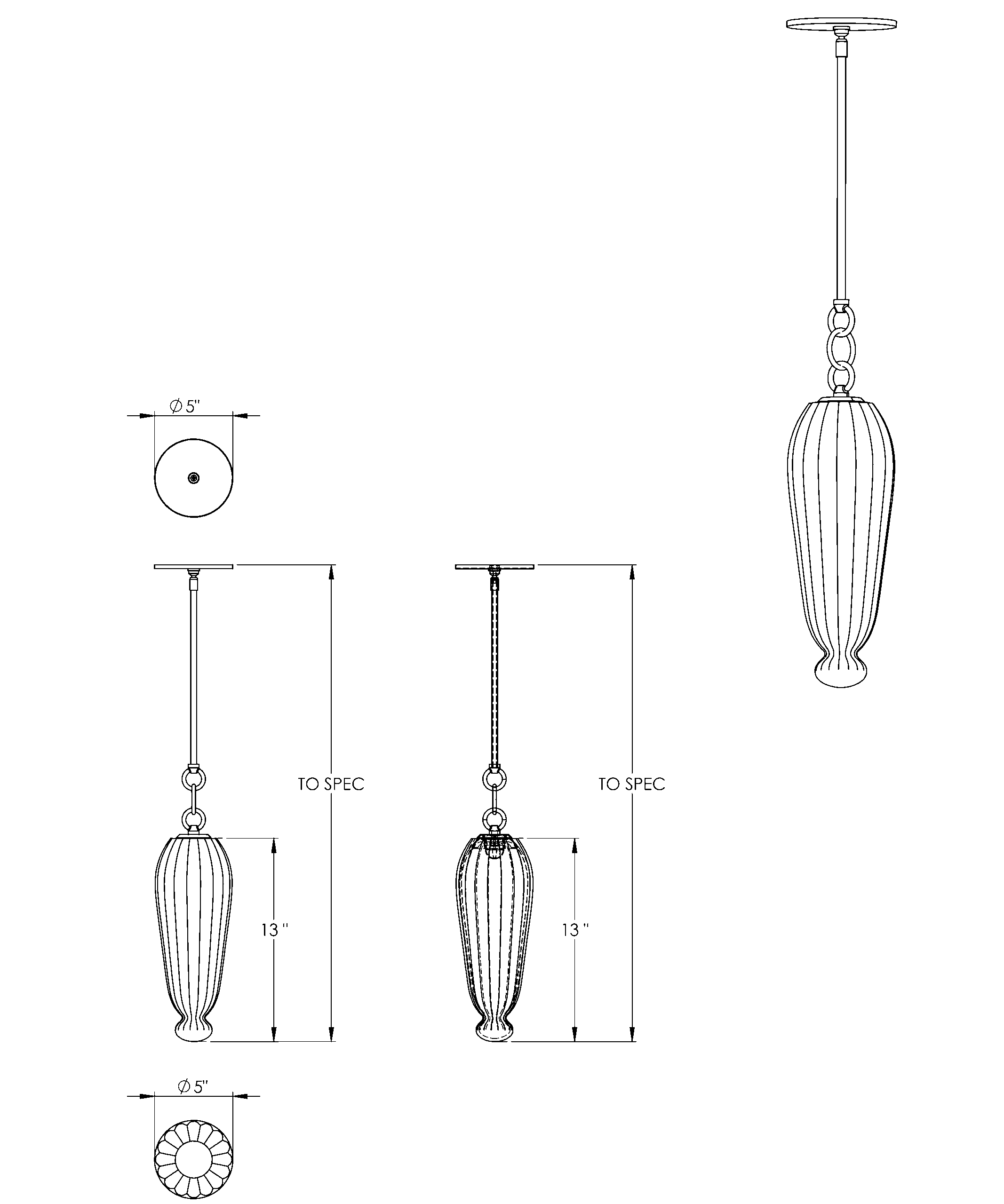 Cuishe Pendant technical drawing